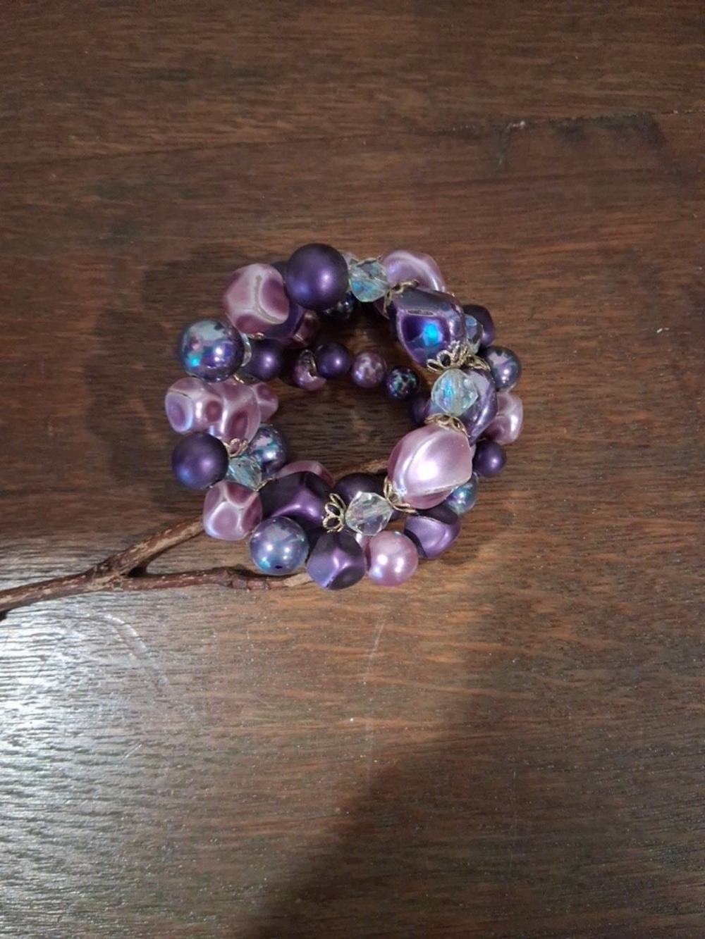 Purple Beaded Stretch Bracelet Wrap Around